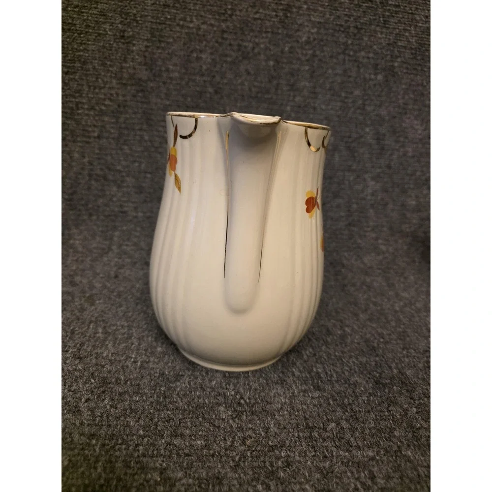Hall's Superior Floral‎ Pitcher White Ceramic Kitchenware Autumn Leaves Decor